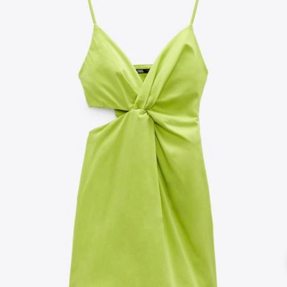 Zara Dress with cut outs, Lime Green, Medium, New - Picture 1 of 7